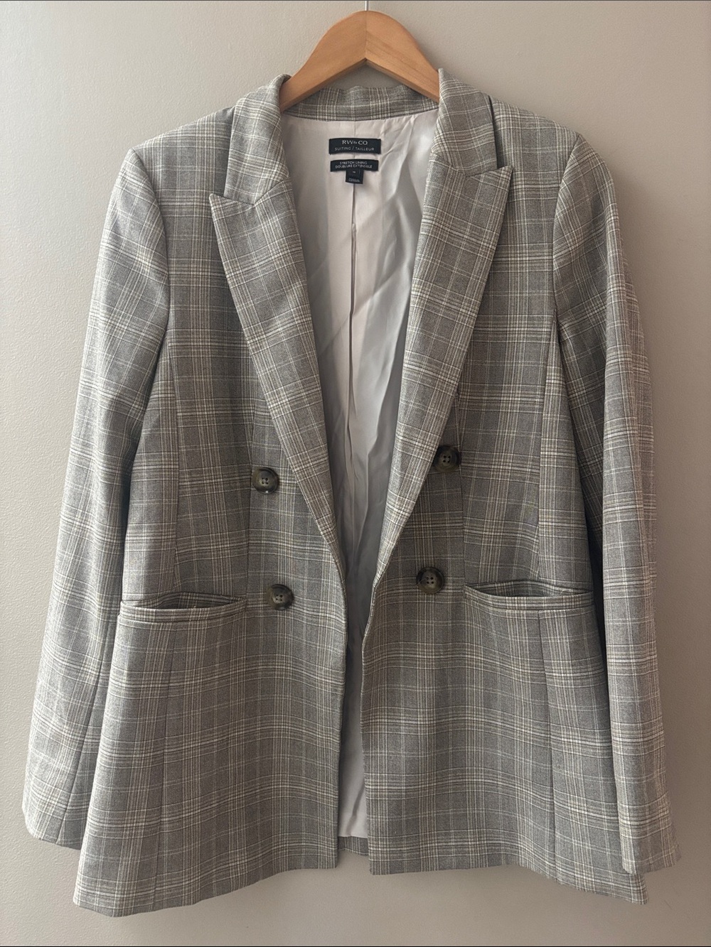 RW&CO long and lean plaid blazer size 10
